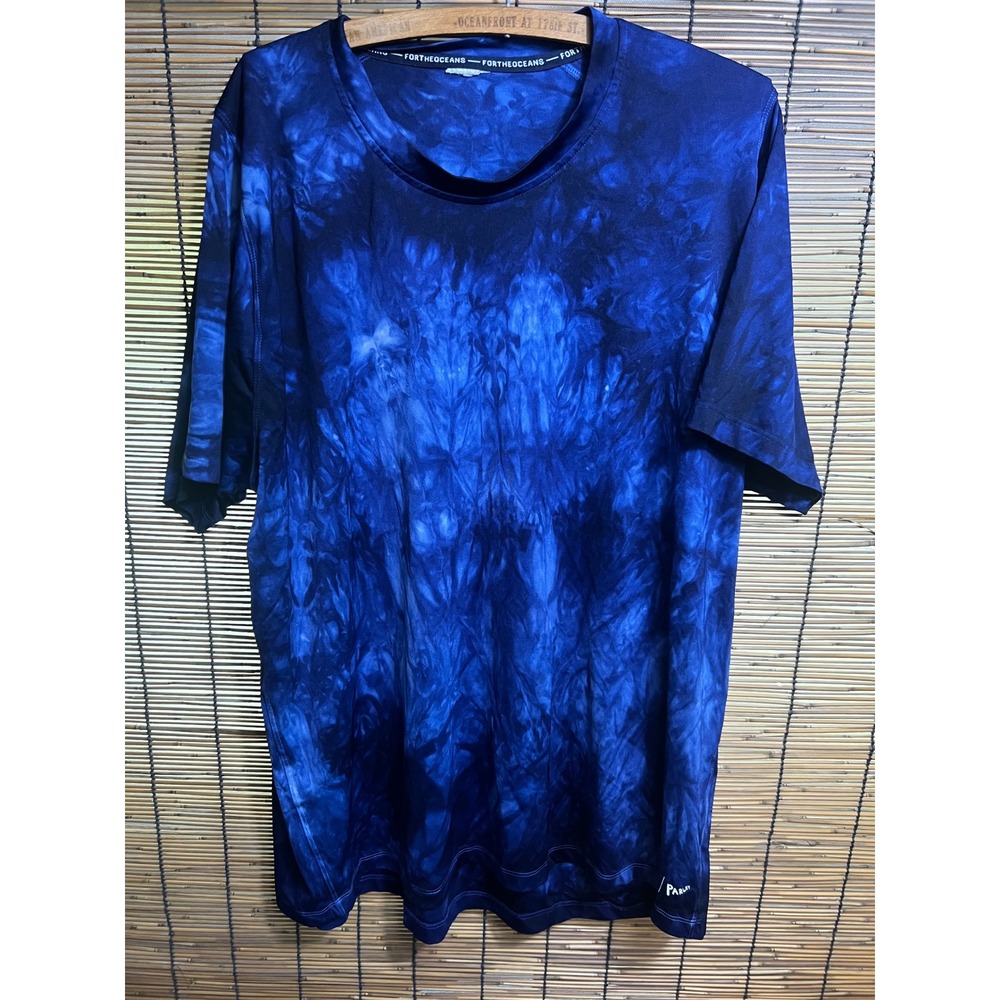 Adidas Mens Large Parley Tie Dye T-Shirt Blue Performance Polyester